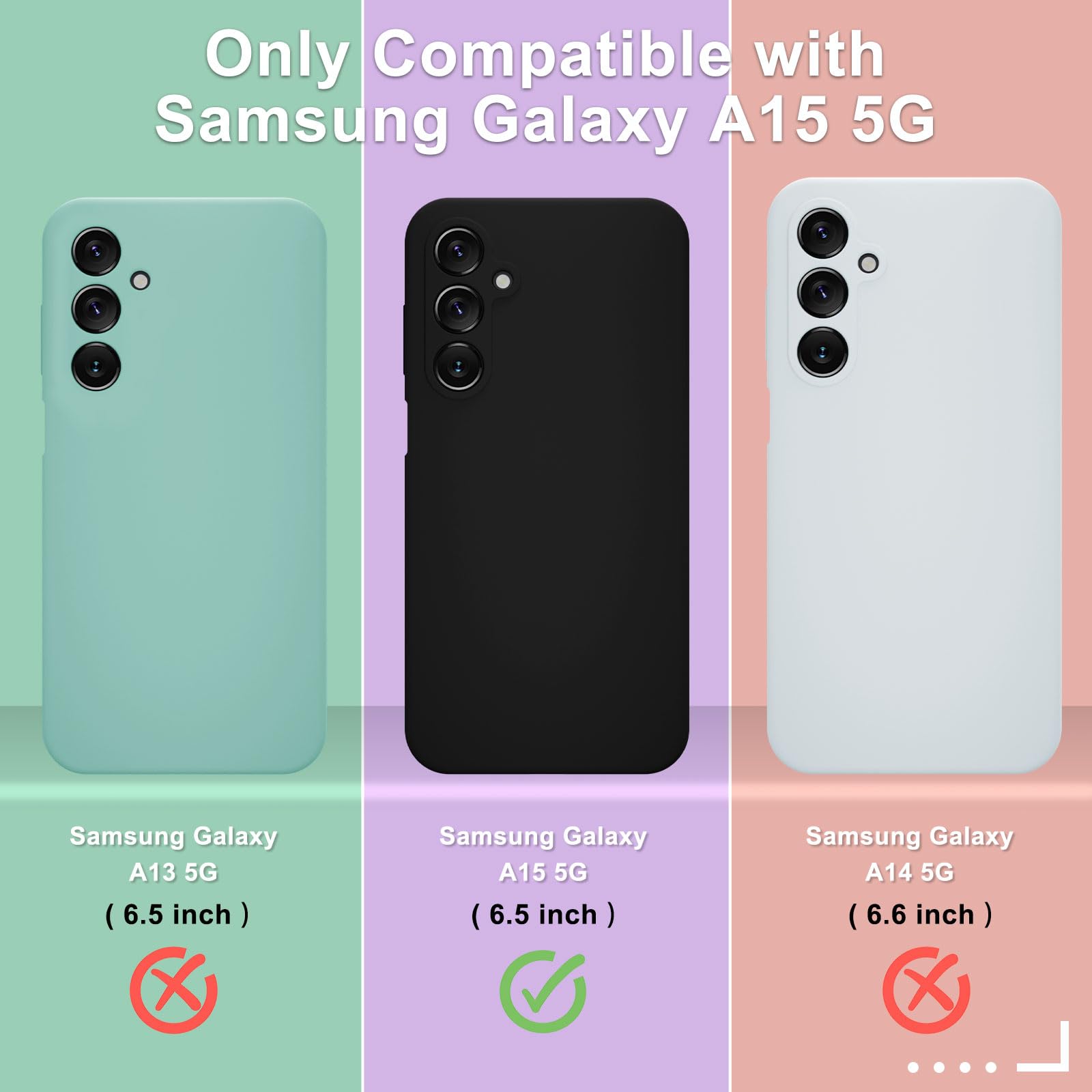 Yenapoon For Samsung Galaxy A15 5G Case, Silicone Phone Case With 1 Screen Protector, Soft Anti Scratch Microfiber Lining, Full